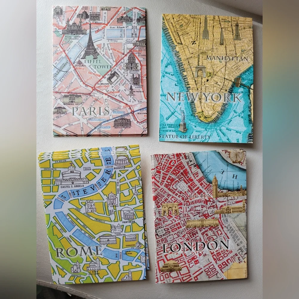 Travel Greeting Cards New York Paris London Rome (10ct) ~ Frameworthy!